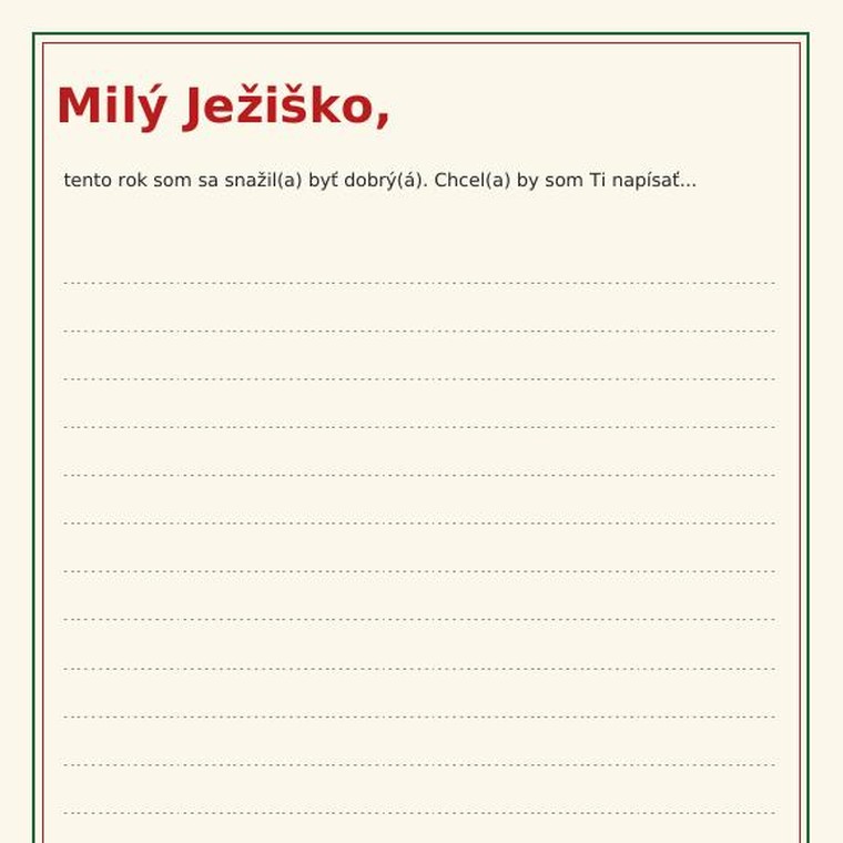 Bonus List Ježiškovi po slovensky